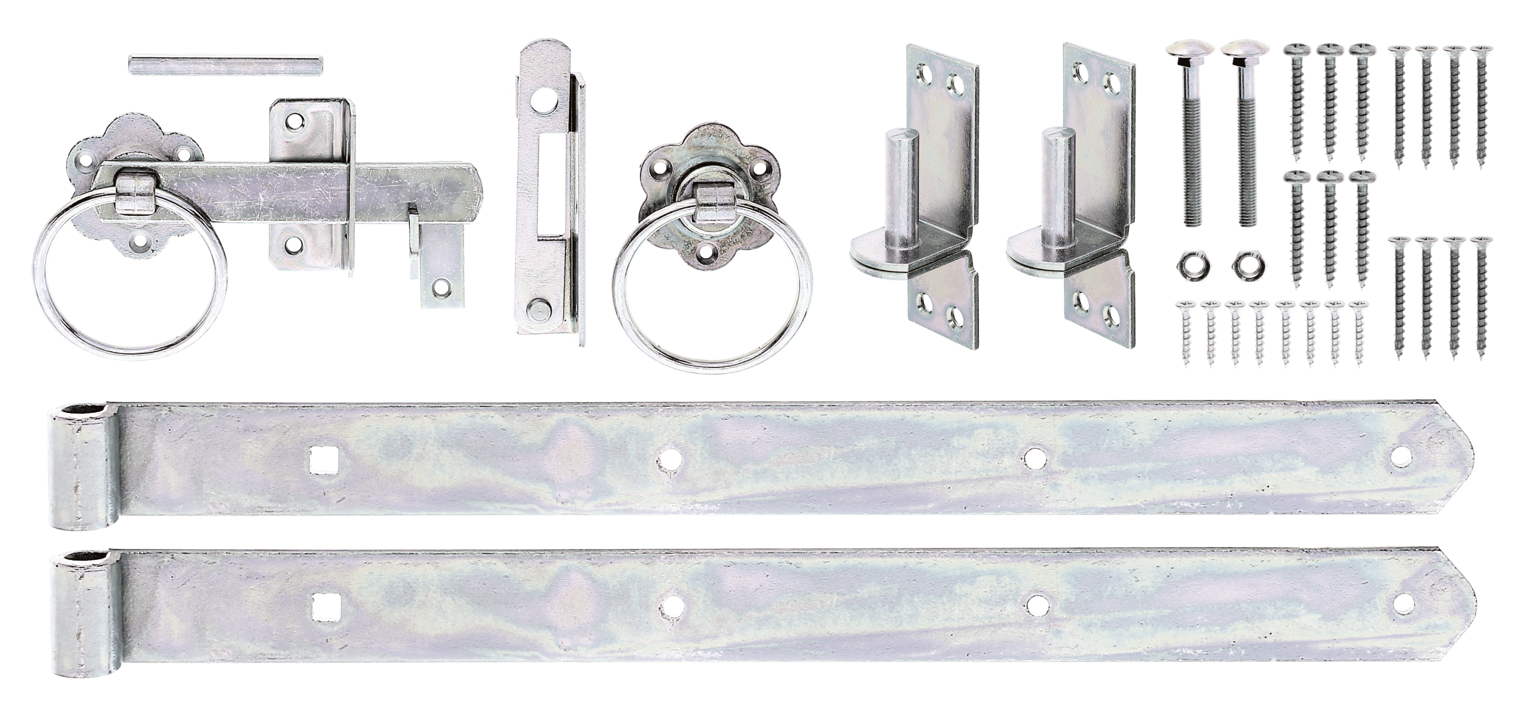 Alberts® Beschlagsortiment, für Flechtzaun-Einzeltore, galvanisch verzinkt dickschichtpassiviert 206505