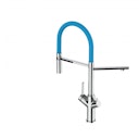 Vorschaubild 3 Wege Wasserhahn Küchenarmatur, BOD, mit 360° schwenkbarem Auslauf, abnehmbare 2 strahl Handbrause, Verchromt / Hellblau