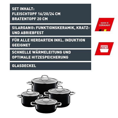 Silit Topf-Set 4-teilig Passion Black