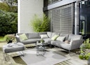 Vorschaubild Diamond Garden Lounge-Set MILOS, Sofa + 2x Tisch + Hocker, Edelstahl Dunkelgrau / HPL / Rope Dark Grey / Sunproof (100 % Polypropylen)