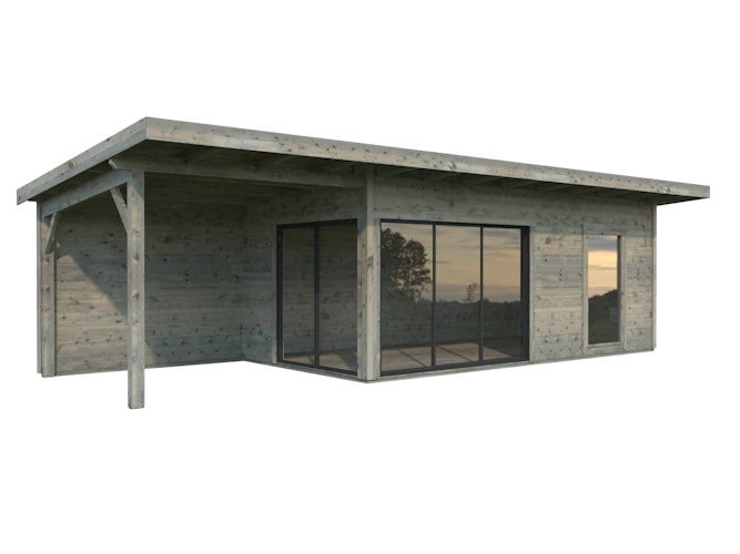 Palmako Gartenhaus Andrea 17,1+7,9 m² Slide Plus mit Isolierglas-Schiebetür  - 44 mm