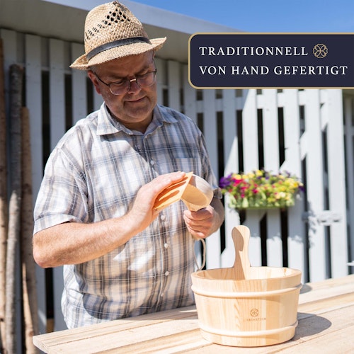 Liebenstein Sauna Eimer mit Kelle aus Kiefernholz (4L)