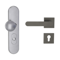 Griffwerk TITANO Kombi SB_882 ES1 (S2) -Edelstahl matt Kombi-Schutzbeschlag -Knopf/Drücker -mit Griff AVUS - KGR -eckig -L -ZA, 72mm -TS 38-50