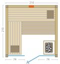 Infraworld Sauna Gracil Complete 210 - 75 mm Multifunktionssauna inkl. 5-teiligem gratis Zubehörset
