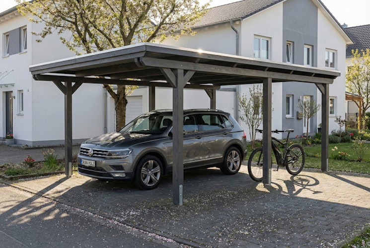 Skan Holz Emsland - Flachdach Carport aus Leimholz Breite 402 cm