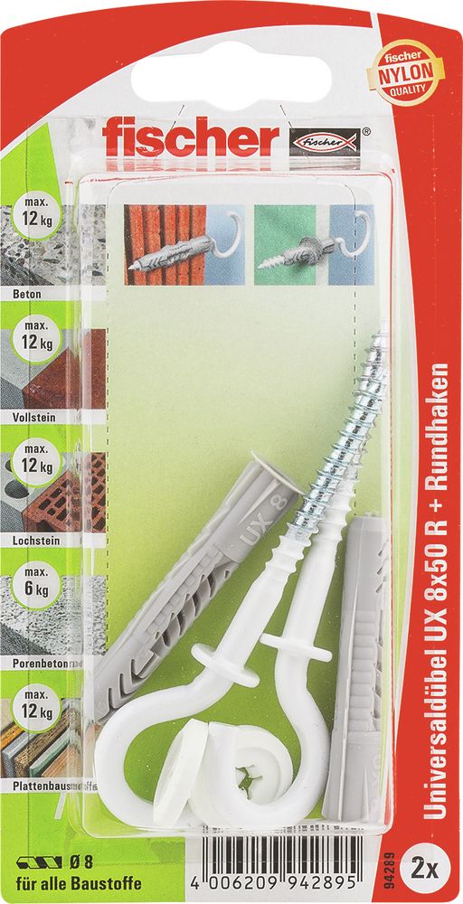 FISCHER Universaldübel UX 8x50 RH N K (2 Stück)