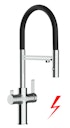 Vorschaubild NIEDERDRUCK 3 Wege Wasserhahn Küchenarmatur, FC, mit 360° schwenkbarem Auslauf, abnehmbare 2 strahl Handbrause, Verchromt / Schwarz