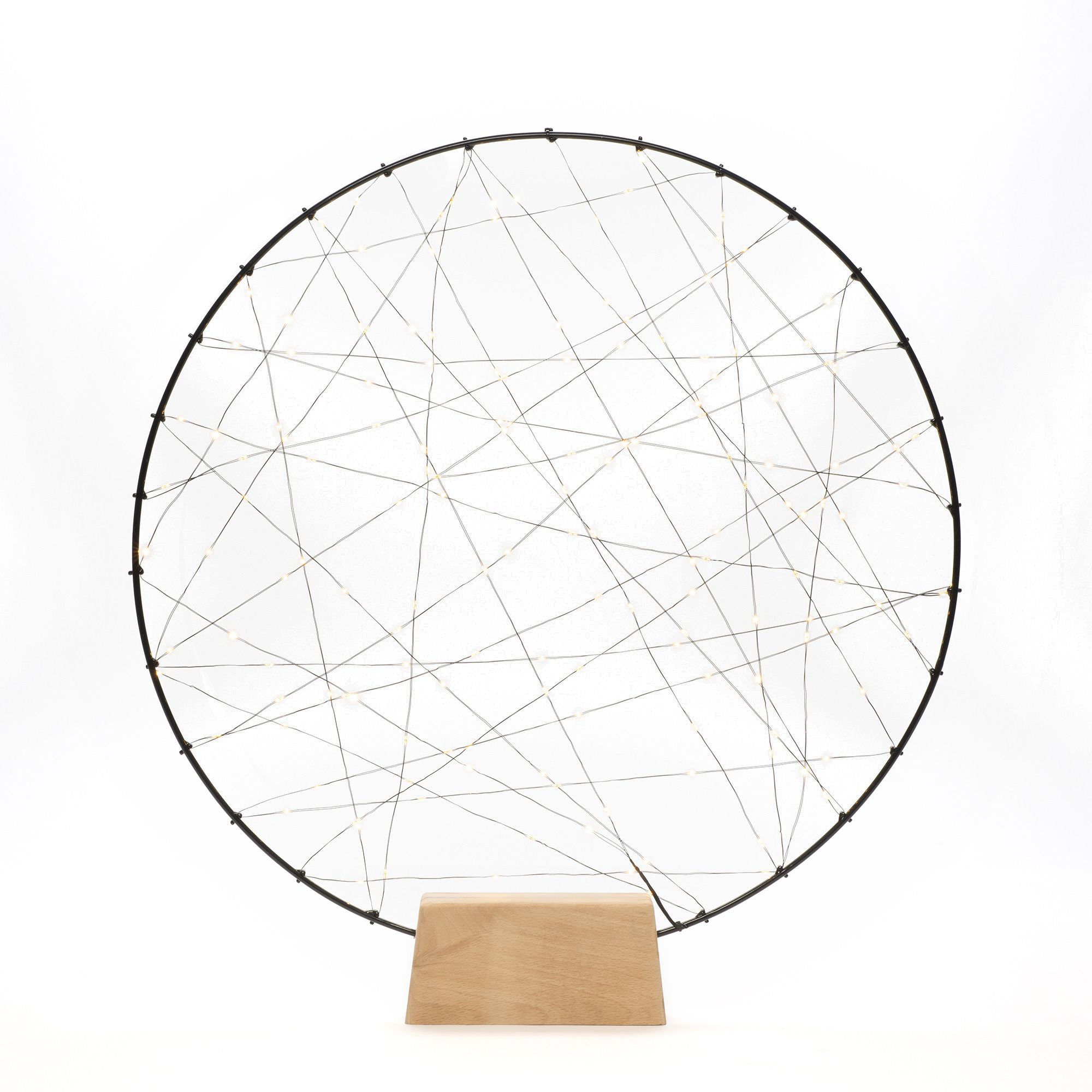 Konstsmide Weihnachtsbeleuchtung LED Metallsilhouetten Ring mit Holz-Fuß