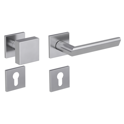 Griffwerk Wechselgarnitur VAYA 137 TRI fast2fix Fast2Fix GK3 Rosetten eckig Knopf SQUARE Edelstahl matt R