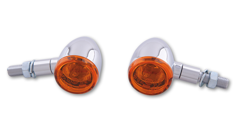 HIGHSIDER smart Bullet Light Glühlampen Blinker Gehäuse Chrom / Linse Orange (Paar), Vorn & Hinten