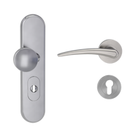 Griffwerk TITANO Kombi SB_882 ES1 (S2) -Edelstahl matt Kombi-Schutzbeschlag -Knopf/Drücker -mit Griff MARISA Schraubt. -SG -L -ZA, 72mm -TS 38-50