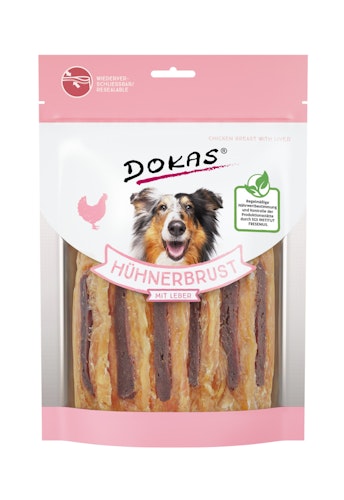 DOKAS Hühnerbrust mit Leber 220 Gramm Hundesnacks