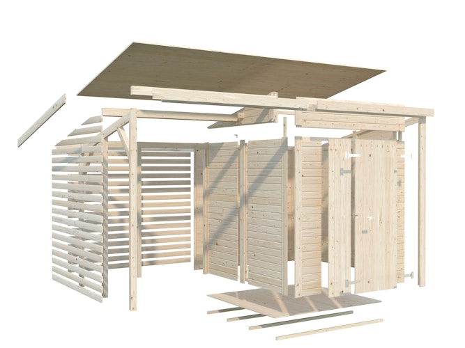 Palmako Gerätehaus Leif 3,0 m² + 2,9 m² Anbau - 16 mm