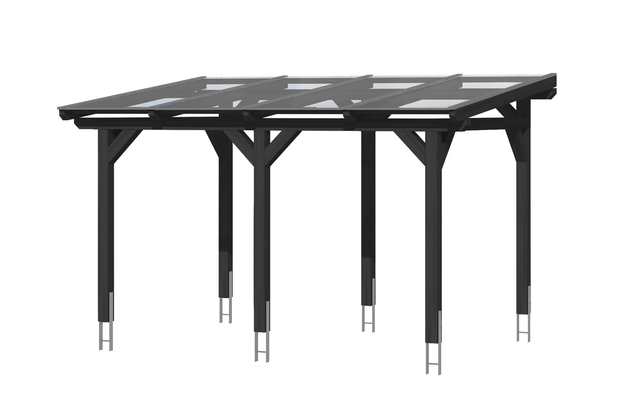 Skan Holz Siena aus Leimholz m. Mittelpfosten Breite 434 cm freistehende Terrassenüberdachung -434 x 400 cm - Gr. 4-anth...