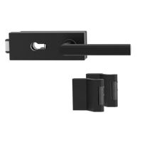 Griffwerk Glastürbeschlag PURISTO S mit Griff TRI 134 Profilzylinder Flüster 3-tlg. Bänder TRI 134 Graphitschwarz