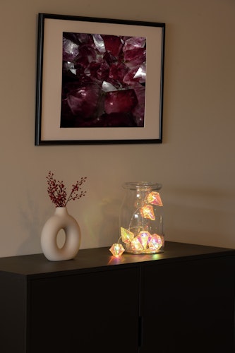 Konstsmide Weihnachtsbeleuchtung Dekolichterkette Diamanten 10 warmweiße LEDs in Kristalloptik, batteriebetrieben