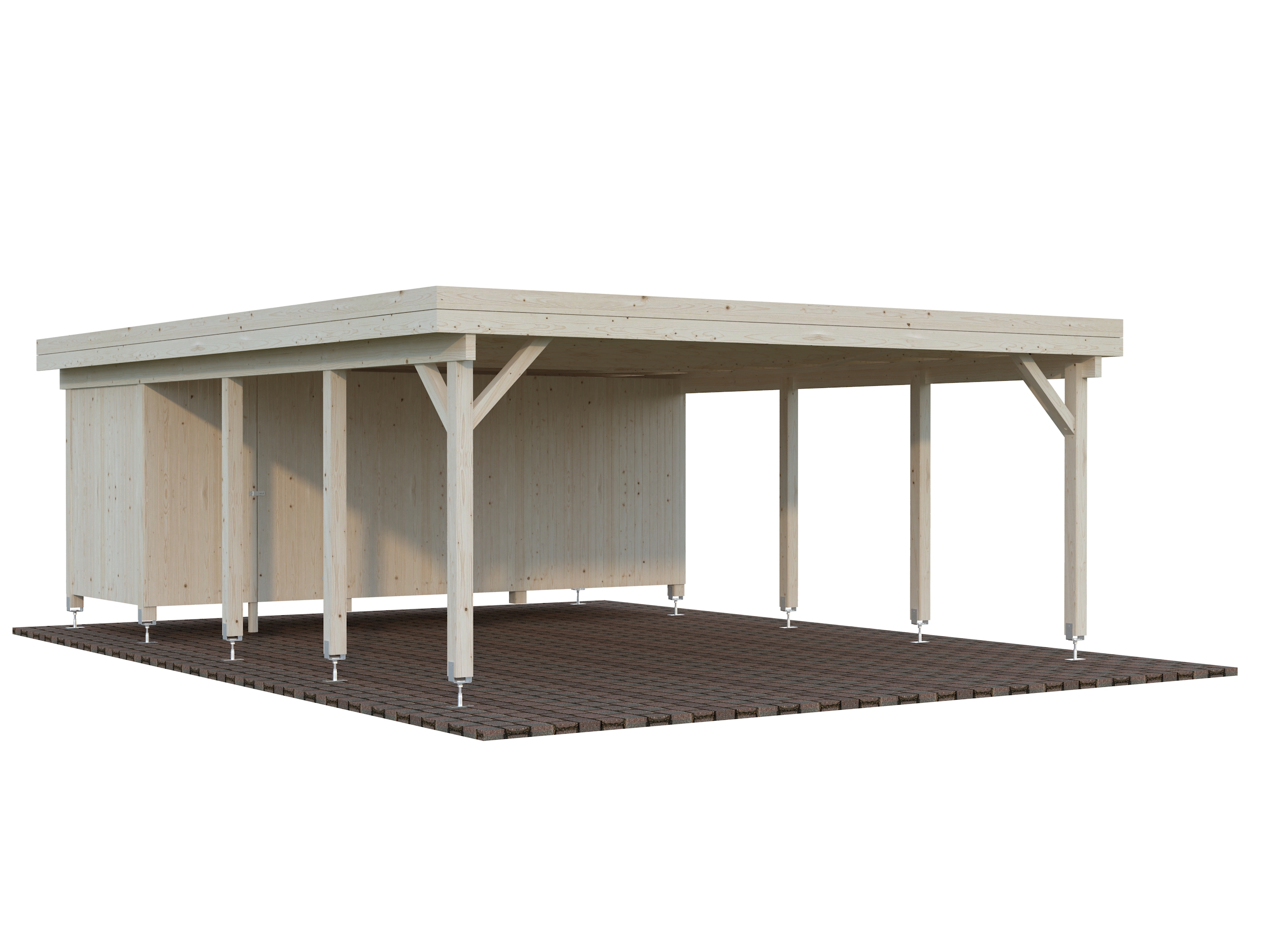 Palmako Carport Karl 40,6 m² mit Geräteschrank - transparent tauchgrundiert