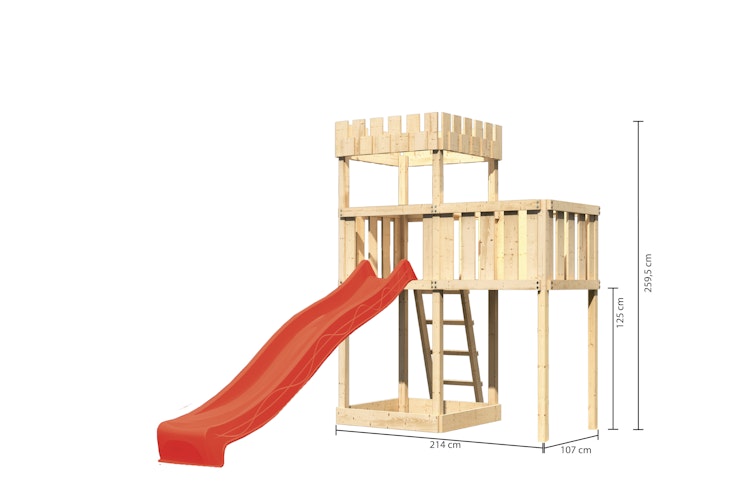 Akubi Kinderspielturm Ritterburg Löwenherz inkl. Wellenrutsche und Anbauplattform