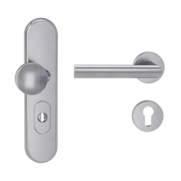 Griffwerk TITANO Kombi SB_882 ES1 (S2) -Edelstahl matt Kombi-Schutzbeschlag -Knopf/Drücker -mit Griff OVIDA Klippt. -EM -L -ZA, 72mm -TS 38-50