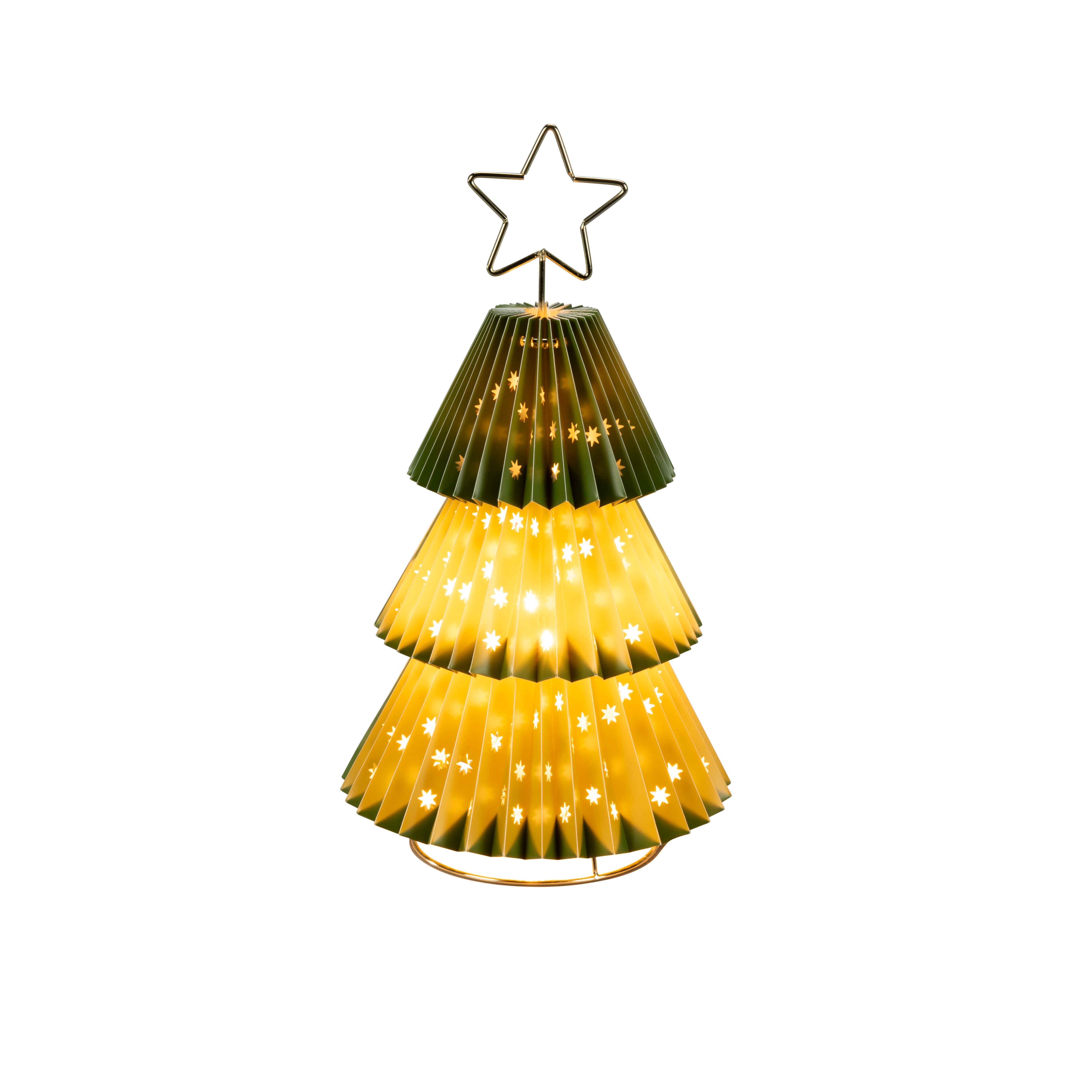 Konstsmide Weihnachtsbeleuchtung Dekobaum aus Papier mit Stern, grün