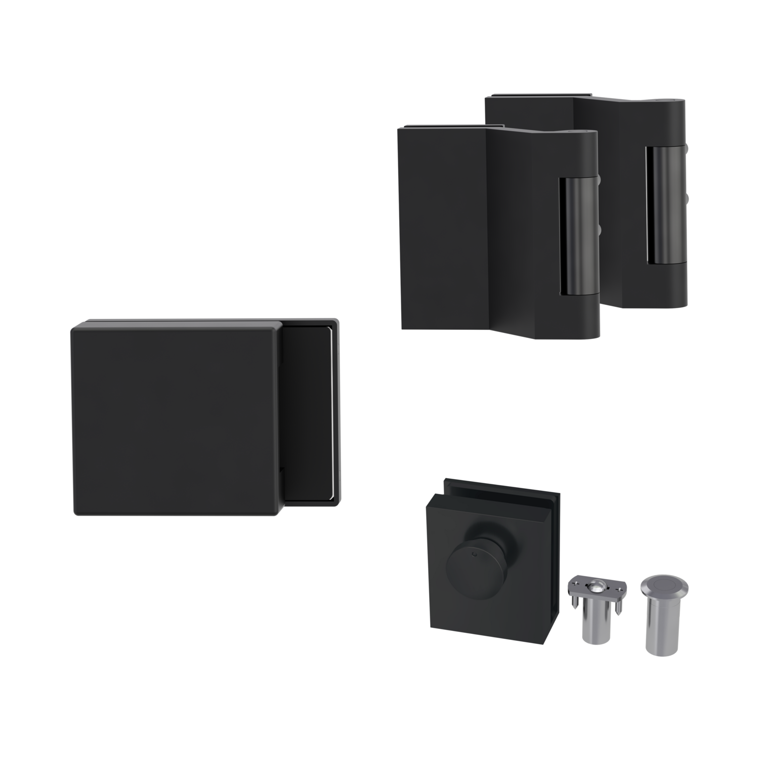 Griffwerk PURISTO S -Graphitschwarz Ganzglastürbeschlagset -3-teiliger Bandsatz -ohne m. Magnetf./Türschn. Nr.2/Festst.s...