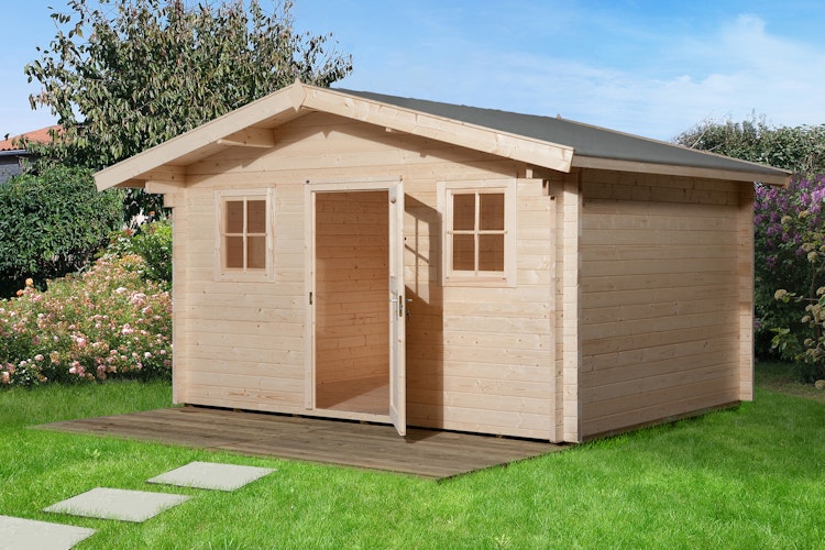 Weka 45 mm Gartenhaus 135 mit Vordach (60 cm)