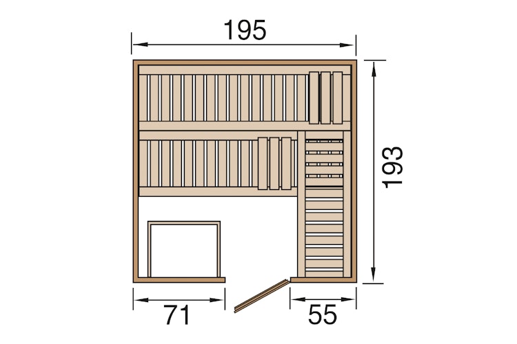 Weka Premium Massivholz-Elementsauna Kemi 4 mit Glastür - 45 mm