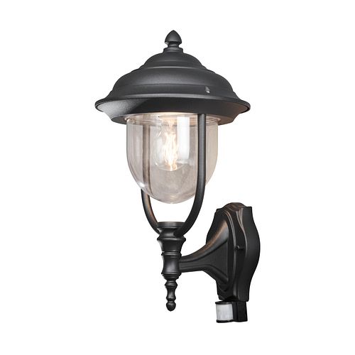 Konstsmide Wandleuchte Parma Up, matt schwarz, klares Acrylglas, PIR (7235-750)
