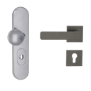 Vorschaubild Griffwerk TITANO Kombi SB_882 ES1 (S2) -Edelstahl matt Kombi-Schutzbeschlag -Knopf/Drücker -mit Griff DESM MINIMAL MODERN-KGR-eckig-L-ZA, 72mm -TS 38-50