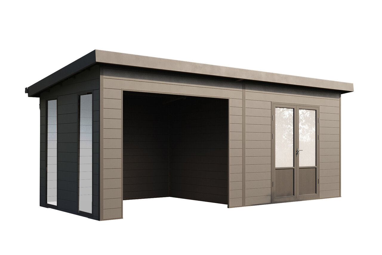 Wolff Finnhaus WPC Gartenhaus Tona 6024 mit Wandpaket - 28 mm Anthrazit