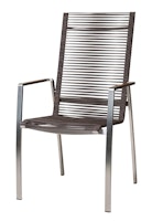 Diamond Garden Stapelstuhl ATLANTA hoch, Edelstahl / Rope Mocca / Teak-Armlehnen