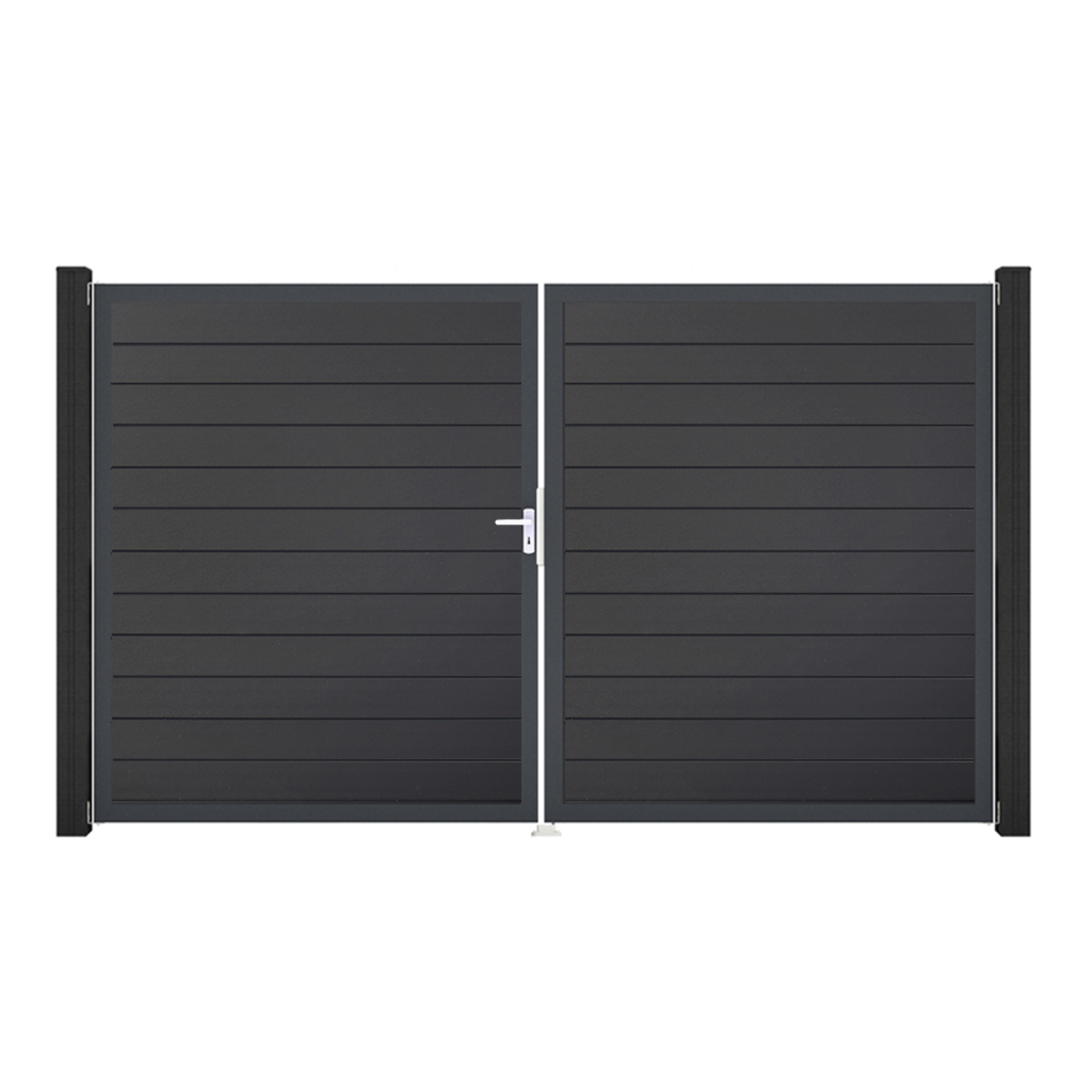 GroJa BasicLine PVC Stecksystem schmal Doppelltor mit Anthrazitrahmen 3000 x 1800 mm anthrazitgrau DIN Links