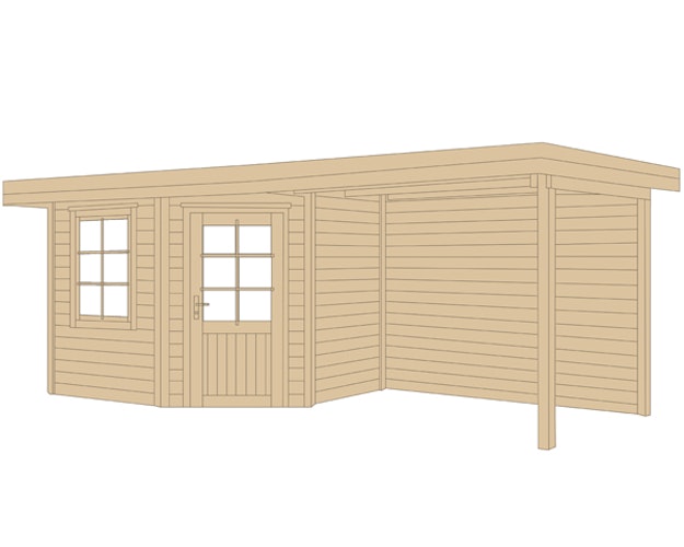 Weka Designhaus 213 B 28 mm inkl. 300 cm Anbau