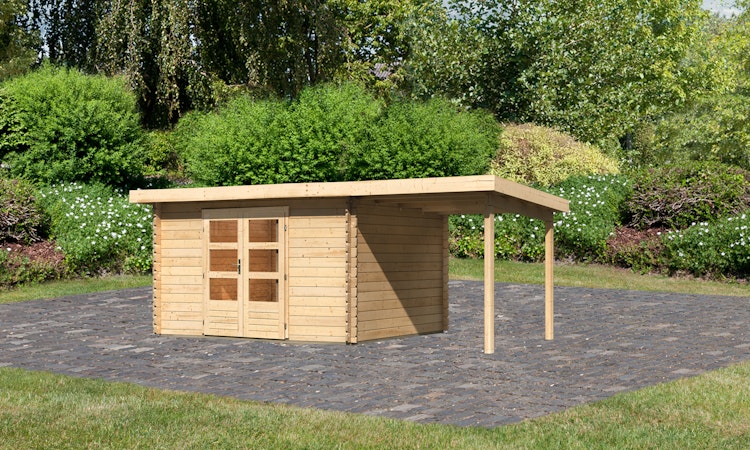 Karibu Woodfeeling Gartenhaus Bastrup 7 naturbelassen - 28 mm