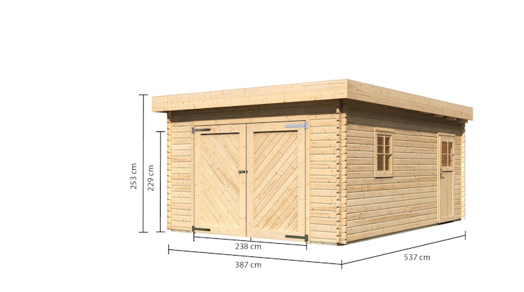 Karibu Flachdach Garage mit Tor - 38 mm