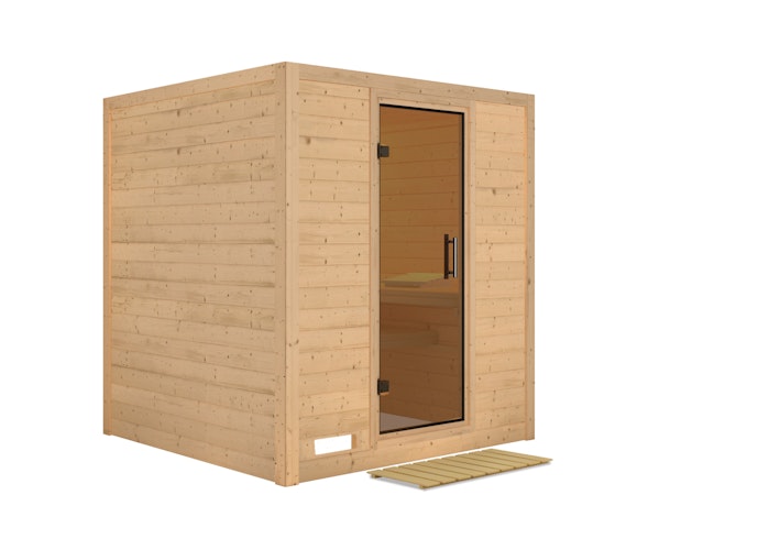 Karibu Sauna Mojave - Massivholzsauna mit Fronteinstieg 38 mm inkl. gratis Sauna-Zubehörset im Wert von 234,94 €
