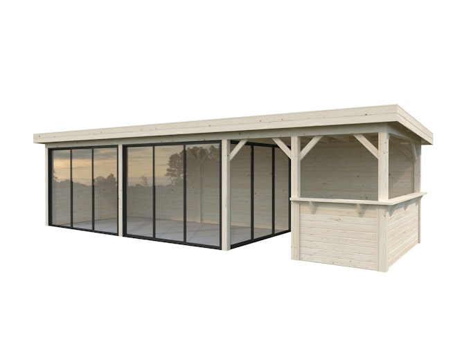 Palmako Gartenhaus Connect Lenna 24,9 m² Set 719 Slide Plus mit Isolierglas-Schiebetüren - 28 mm