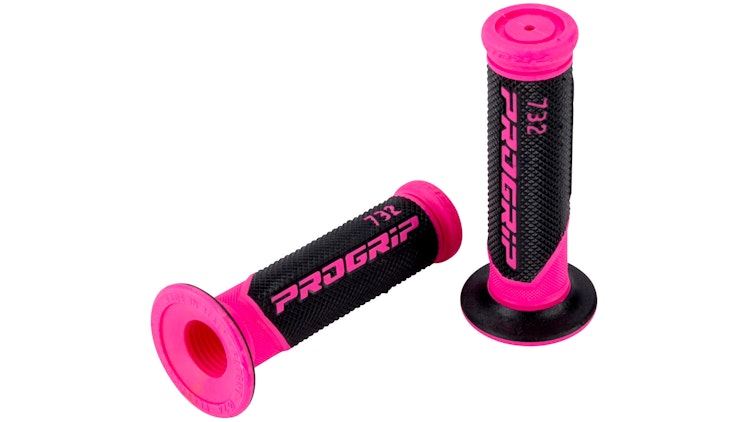Progrip Griffgummi 732 Fuxia / Schwarz Fluo Geschlossen Paar Ø22/25mm Länge 125mm