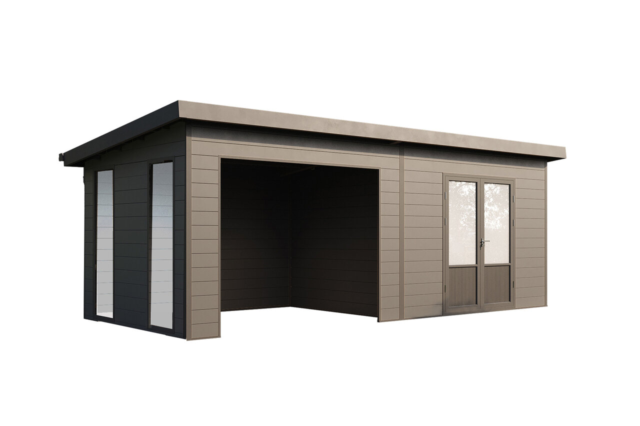 Wolff Finnhaus WPC Gartenhaus Tona 5024 inkl. Wandpaket - 28 mm Anthrazit