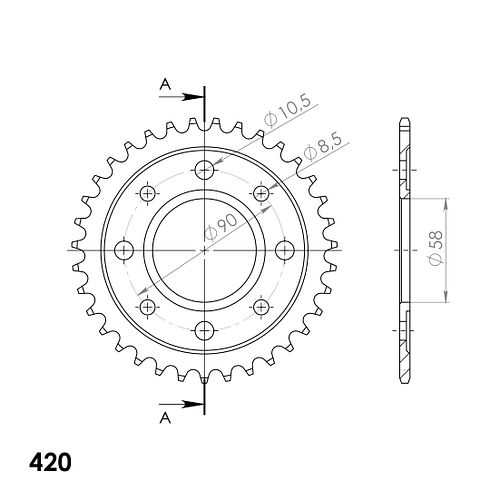 Supersprox Stahl-Kettenrad 420 35Z (Schwarz)