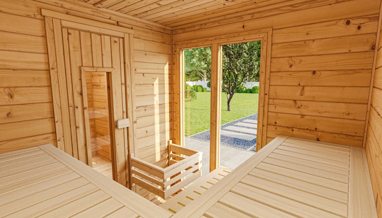 Weka Saunahaus Farsund mit Vorraum - 38 mm Blockbohlen