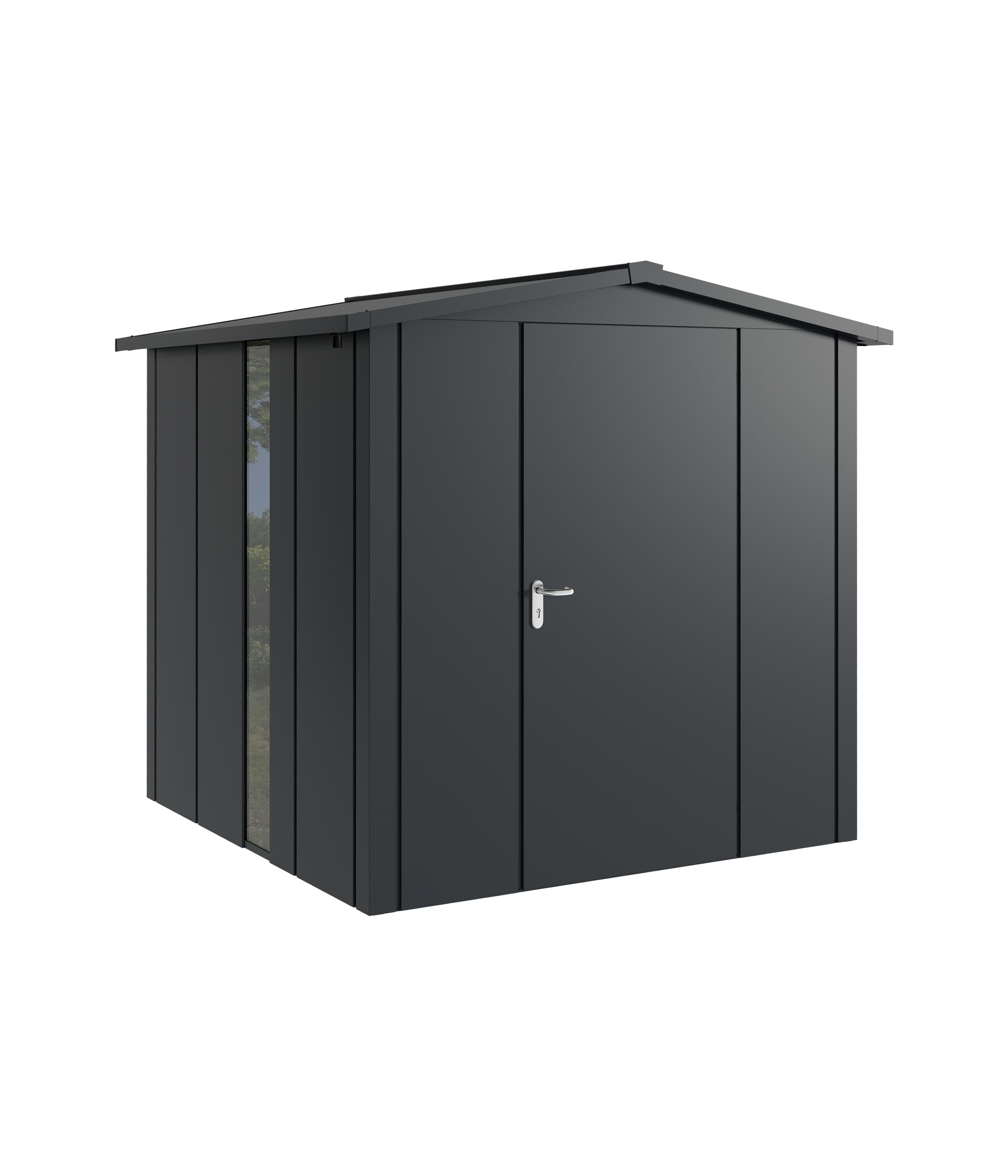 Thumbnail - Hörmann Metall-Gerätehaus Juno JSD mit Satteldach B 214 x T 214 cm (JSD 5) mit bodentiefem Glaselement Motiv Design (mit...