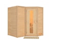 Vorschaubild Karibu Sauna Sahib 1-Massivholzsauna 38 mm-Fronteinstieg -Exklusivoptik inkl. gratis Sauna-Zubehörset im Wert von 234,94 €
