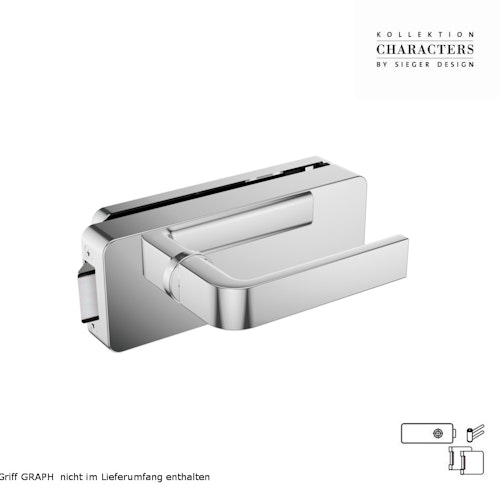 GRIFFWERK Ganzglastürbeschlagset GATE SIEGER DESIGN-Edelstahl poliert mit Magnet