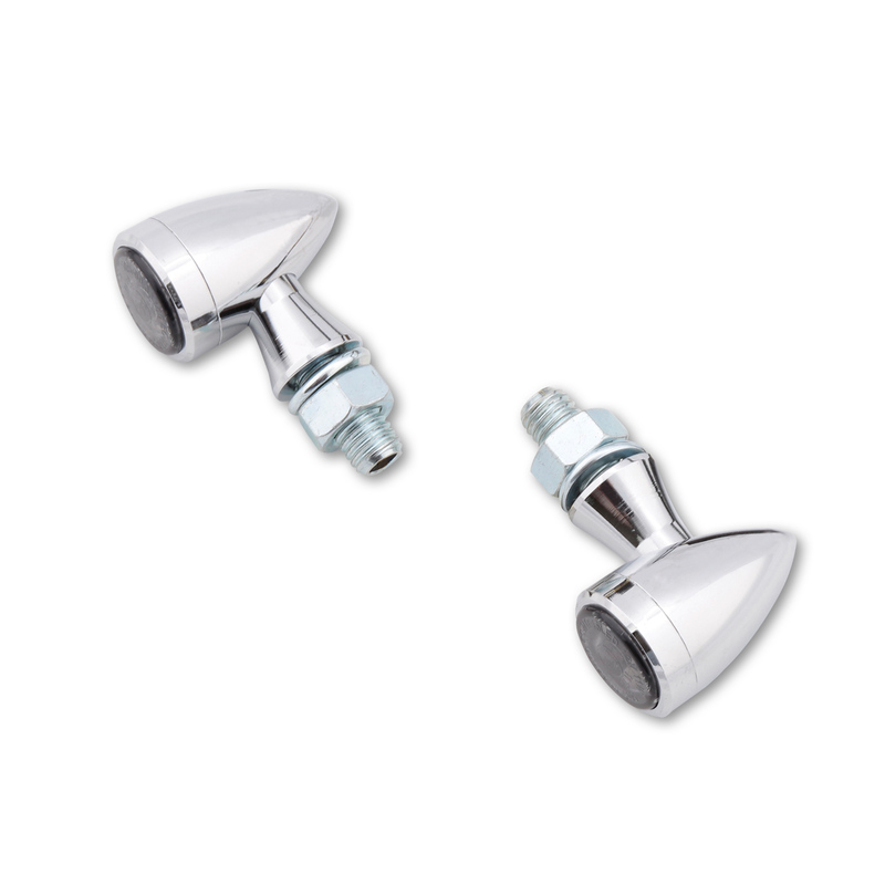 HIGHSIDER smart Sixteen Bullet LED Rück-, Bremslicht, Blinker Chrom/Getönt 3in1, E-Geprüft (Paar)