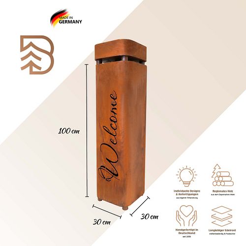 Badeko Metallsäule Graz ,,Welcome" inkl. Schale in Edelrostoptik