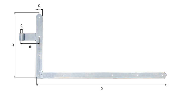 Alberts® Tor-Winkelband, Abschluss spitz, unten, galvanisch verzinkt dickschichtpassiviert, HxL 400x800mm,Rolle ⌀16mm 313135