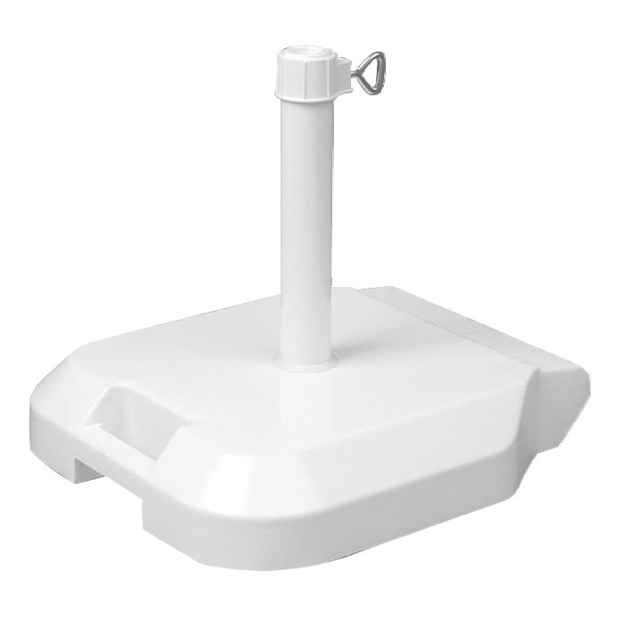 Delschen Schirmständer mit Handgriff & Rollen, Alu-Rohr Ø 26-44 mm, 28 kg, Betongefüllt, Weiß - Abverkauf