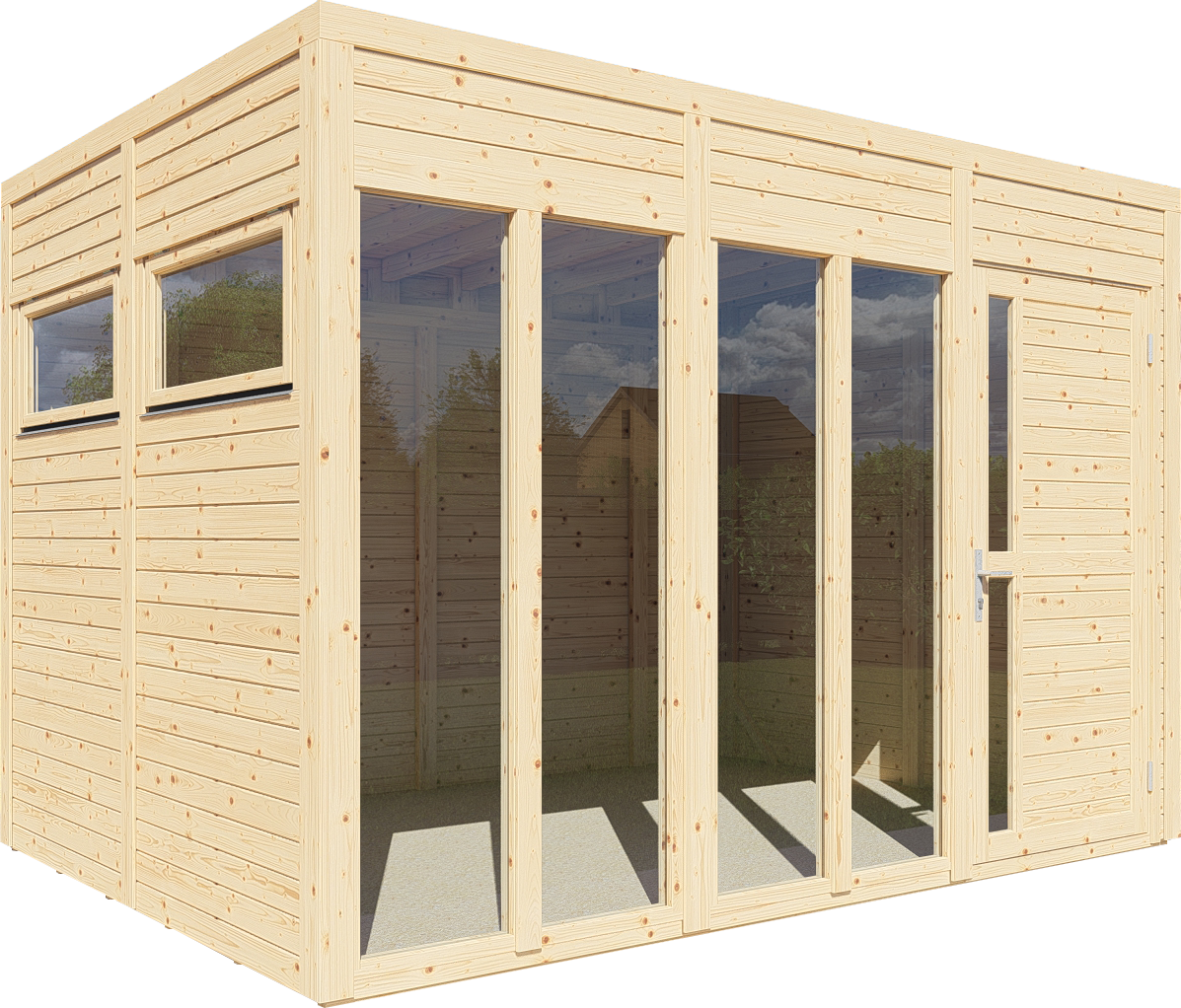 Bertilo Gartenhaus Cubus 3 Office - 19 mm naturbelassen