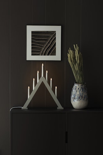 Konstsmide Weihnachtsbeleuchtung  Holzleuchter mattgrau lackiert 50cm